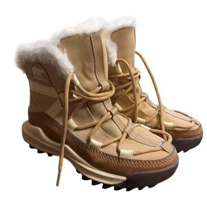 Sorel Kinetic Impact NXT Waterproof Winter Boots Tan Faux Fur Womens 6.5